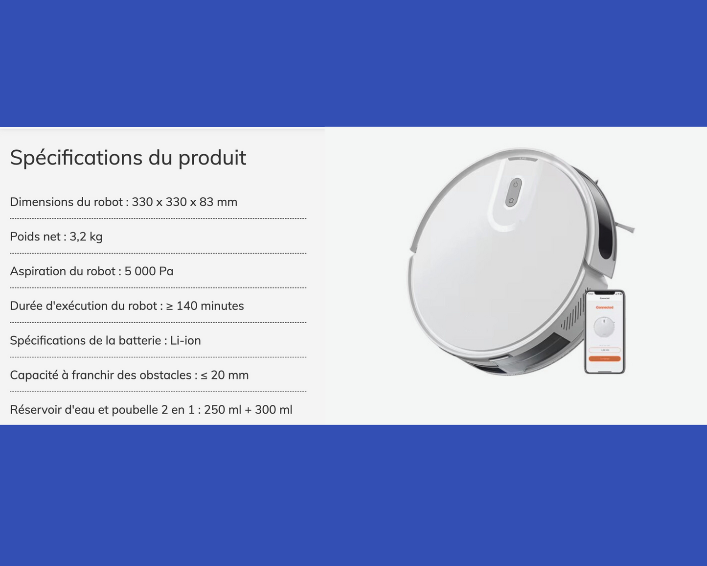 CleanBot V20 – Robot Aspirateur & Laveur Intelligent