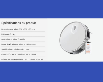 CleanBot V20 – Robot Aspirateur & Laveur Intelligent