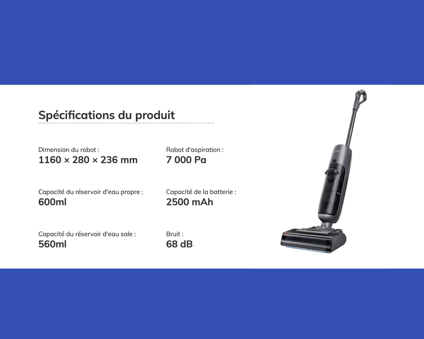 Clean Bot W12 – Aspirateur laveur sans fil 2-en-1