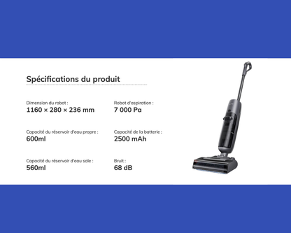 Clean Bot W12 – Aspirateur laveur sans fil 2-en-1